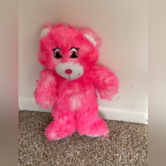 Vintage Retired Pink Nanco Small Plush Bear 11” Valentines Bear Embroidered Face - Picture 1 of 6